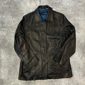 Black leather vintage couture jacket